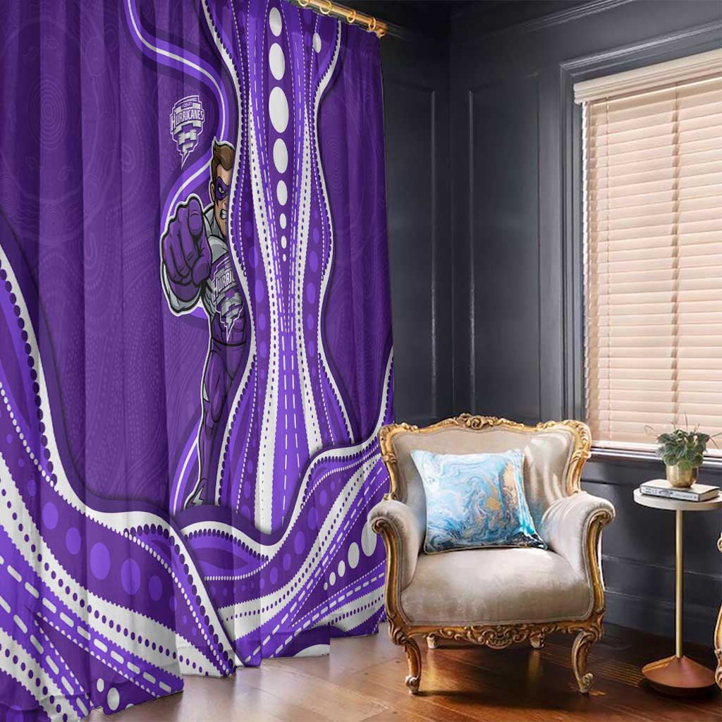 Hobart Hurricanes Window Curtain Aboriginal Dot Art Purple White - Tribal Wave Pattern