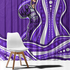Hobart Hurricanes Window Curtain Aboriginal Dot Art Purple White - Tribal Wave Pattern