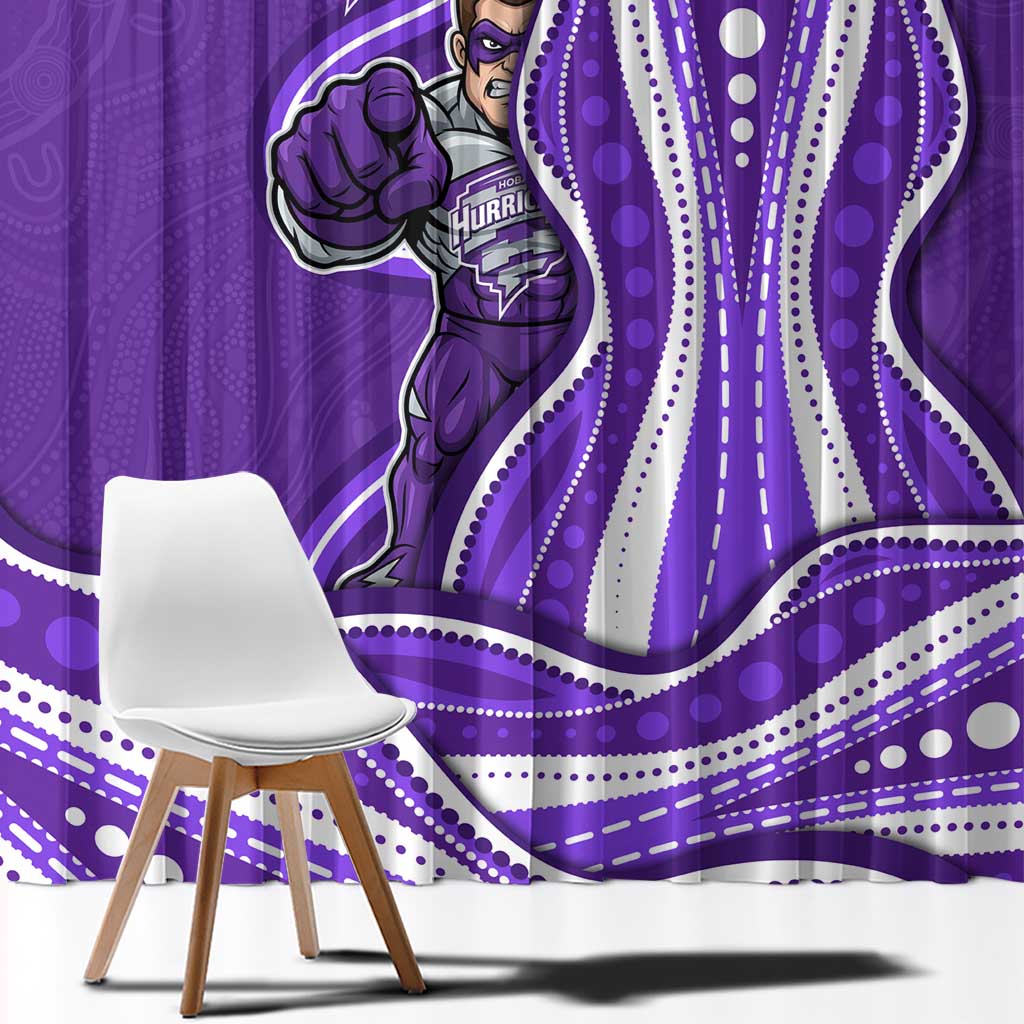 Hobart Hurricanes Window Curtain Aboriginal Dot Art Purple White - Tribal Wave Pattern