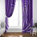 Hobart Hurricanes Window Curtain Aboriginal Dot Art Purple White - Tribal Wave Pattern