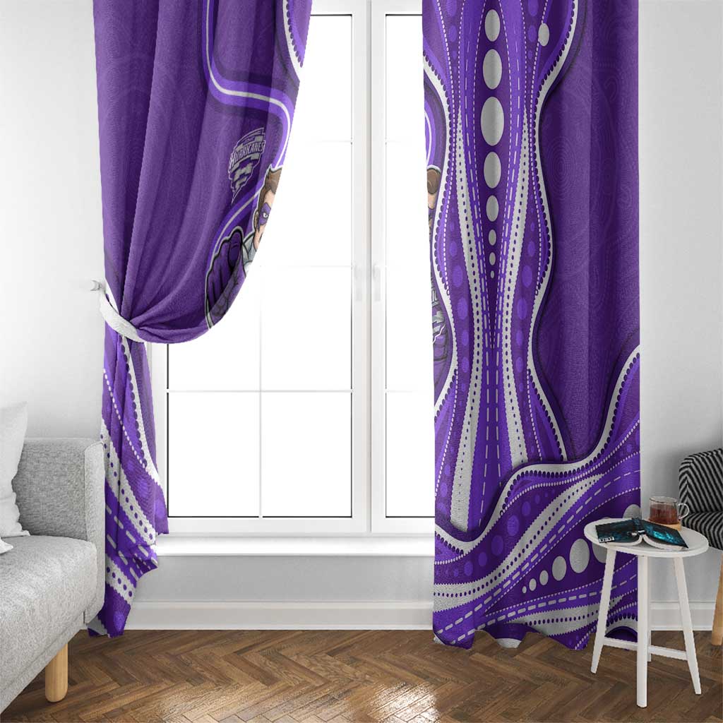 Hobart Hurricanes Window Curtain Aboriginal Dot Art Purple White - Tribal Wave Pattern