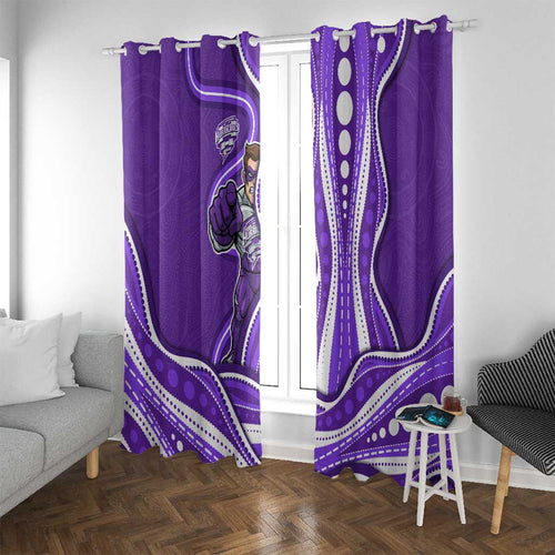 Hobart Hurricanes Window Curtain Aboriginal Dot Art Purple White - Tribal Wave Pattern