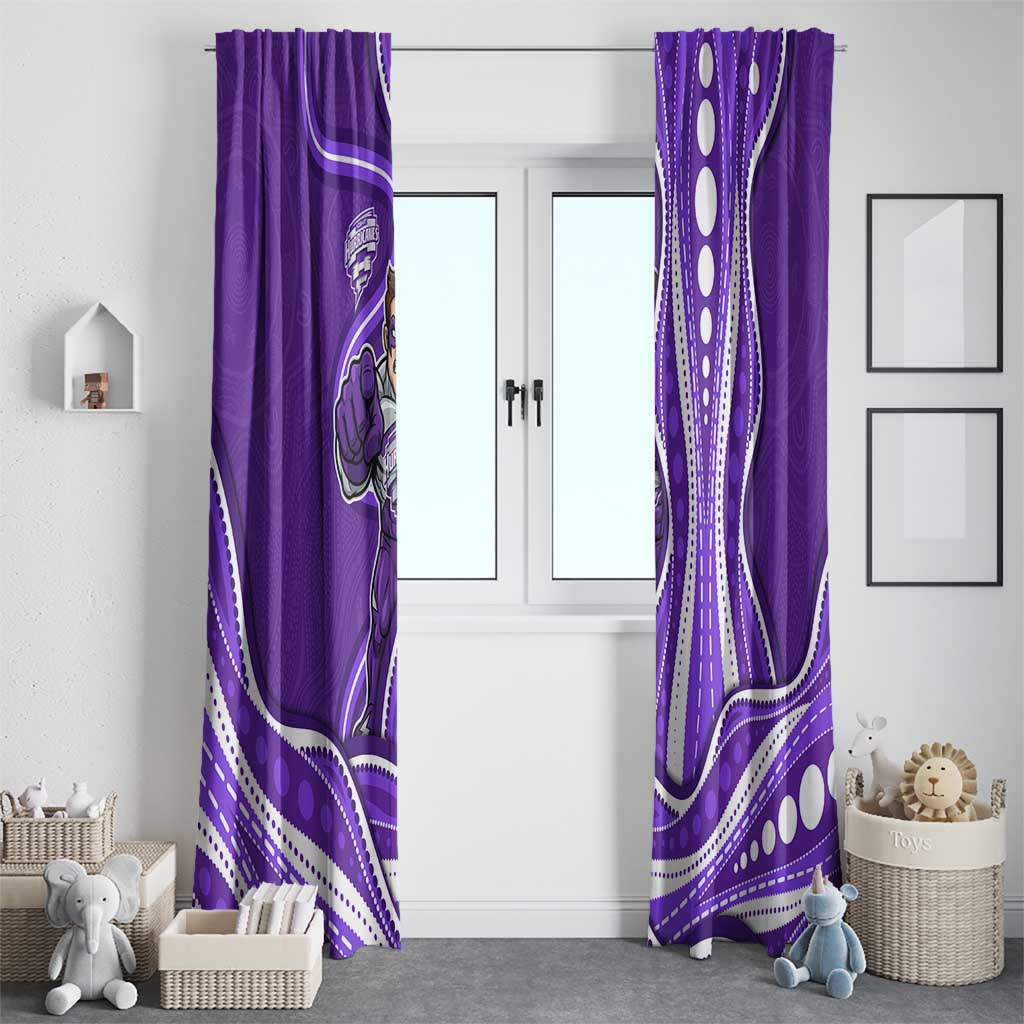 Hobart Hurricanes Window Curtain Aboriginal Dot Art Purple White - Tribal Wave Pattern