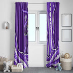 Hobart Hurricanes Window Curtain Aboriginal Dot Art Purple White - Tribal Wave Pattern
