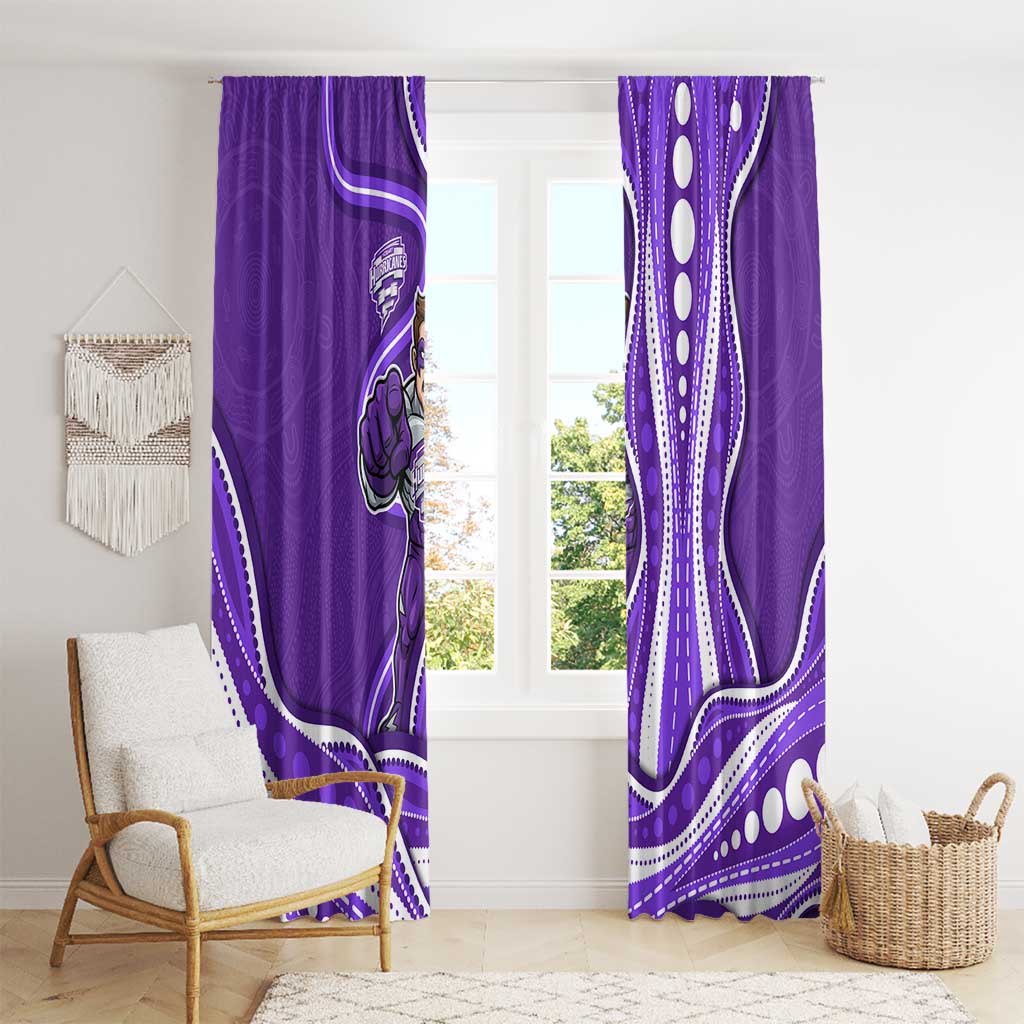 Hobart Hurricanes Window Curtain Aboriginal Dot Art Purple White - Tribal Wave Pattern