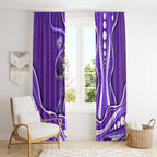 Hobart Hurricanes Window Curtain Aboriginal Dot Art Purple White - Tribal Wave Pattern