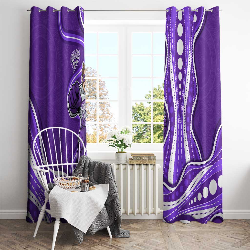 Hobart Hurricanes Window Curtain Aboriginal Dot Art Purple White - Tribal Wave Pattern