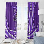 Hobart Hurricanes Window Curtain Aboriginal Dot Art Purple White - Tribal Wave Pattern