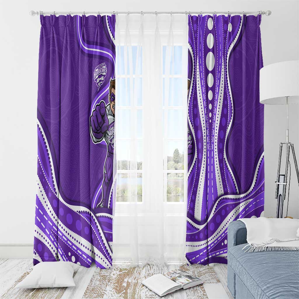 Hobart Hurricanes Window Curtain Aboriginal Dot Art Purple White - Tribal Wave Pattern