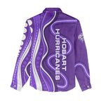 Hobart Hurricanes Women Casual Shirt Aboriginal Dot Art Purple White - Tribal Wave Pattern