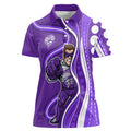 Hobart Hurricanes Women Polo Shirt Aboriginal Dot Art Purple White - Tribal Wave Pattern
