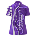 Hobart Hurricanes Women Polo Shirt Aboriginal Dot Art Purple White - Tribal Wave Pattern