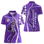 Hobart Hurricanes Women Polo Shirt Aboriginal Dot Art Purple White - Tribal Wave Pattern