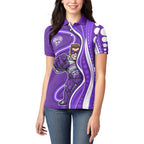 Hobart Hurricanes Women Polo Shirt Aboriginal Dot Art Purple White - Tribal Wave Pattern