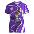 Hobart Hurricanes Women V-Neck T-Shirt Aboriginal Dot Art Purple White - Tribal Wave Pattern