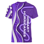 Hobart Hurricanes Women V-Neck T-Shirt Aboriginal Dot Art Purple White - Tribal Wave Pattern