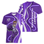 Hobart Hurricanes Women V-Neck T-Shirt Aboriginal Dot Art Purple White - Tribal Wave Pattern