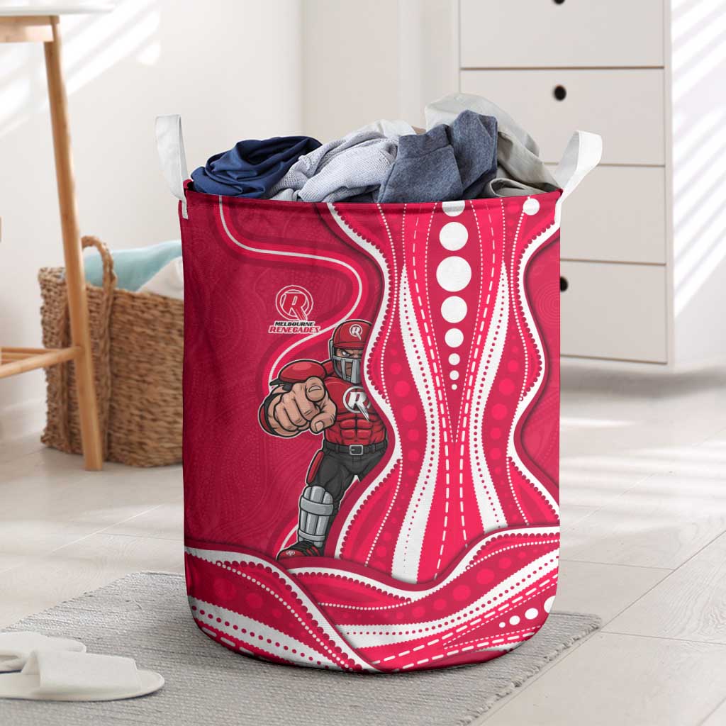 Melbourne Renegades Laundry Basket Aboriginal Dot Art Red White - Tribal Wave Pattern