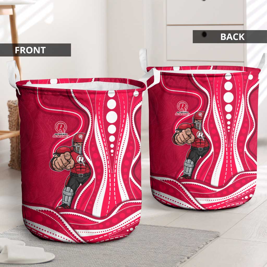 Melbourne Renegades Laundry Basket Aboriginal Dot Art Red White - Tribal Wave Pattern