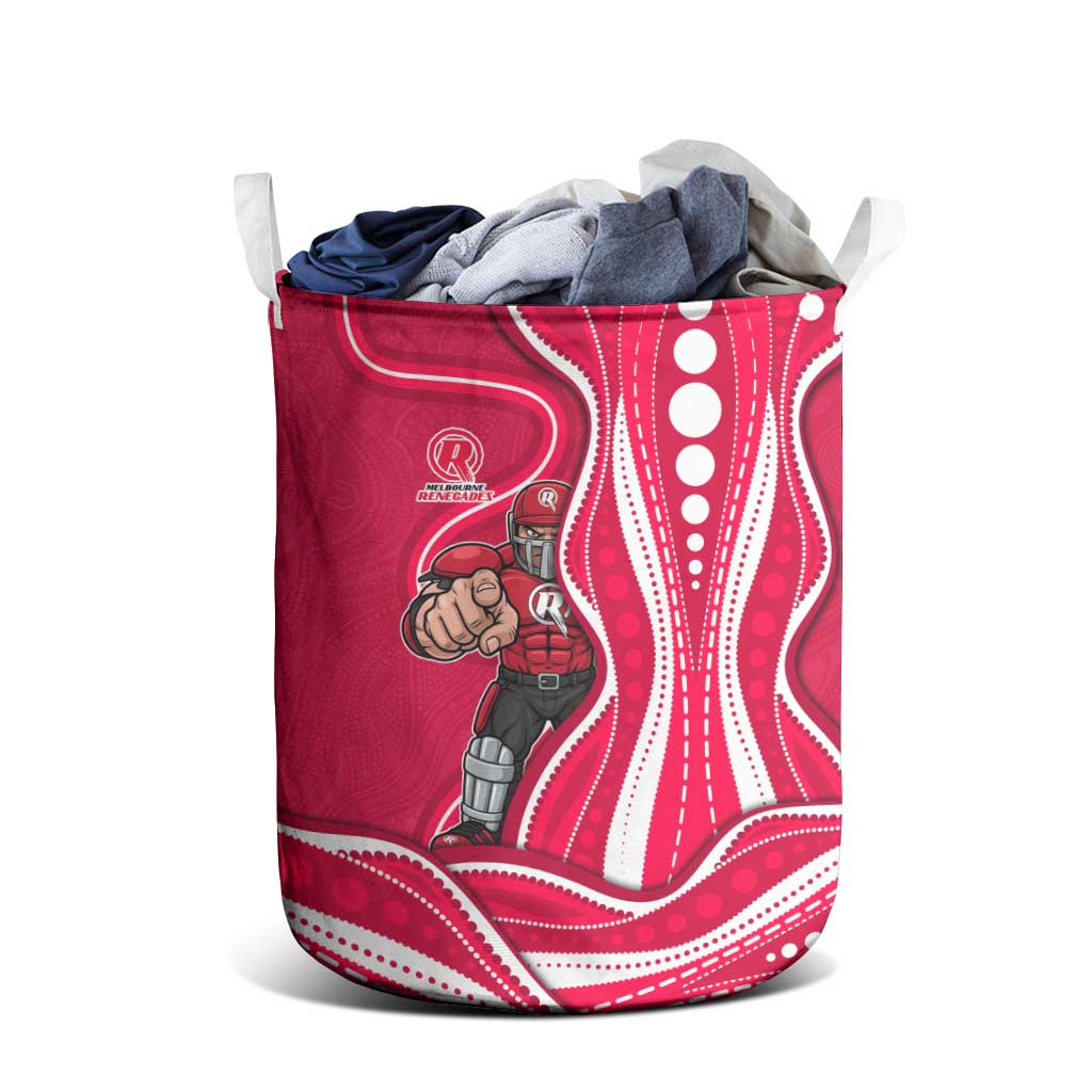 Melbourne Renegades Laundry Basket Aboriginal Dot Art Red White - Tribal Wave Pattern