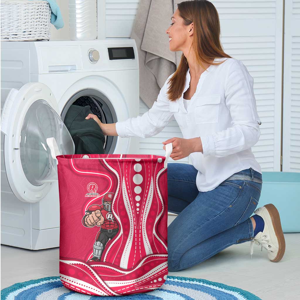 Melbourne Renegades Laundry Basket Aboriginal Dot Art Red White - Tribal Wave Pattern