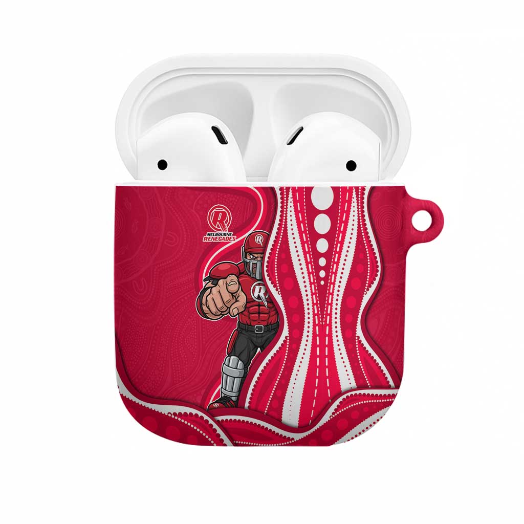 Melbourne Renegades AirPods Case Aboriginal Dot Art Red White - Tribal Wave Pattern