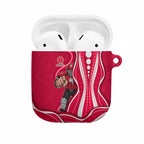 Melbourne Renegades AirPods Case Aboriginal Dot Art Red White - Tribal Wave Pattern
