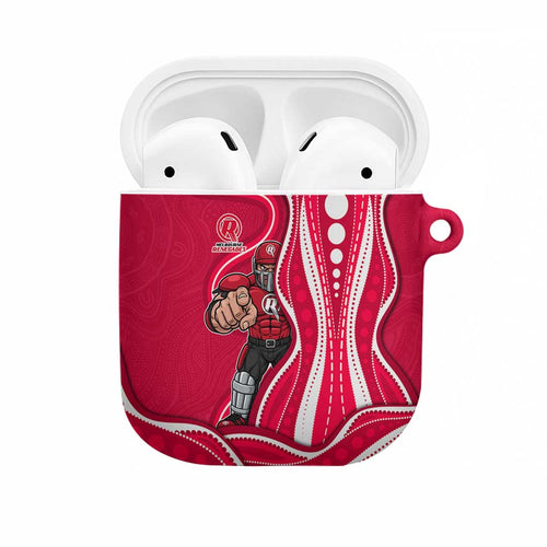 Melbourne Renegades AirPods Case Aboriginal Dot Art Red White - Tribal Wave Pattern