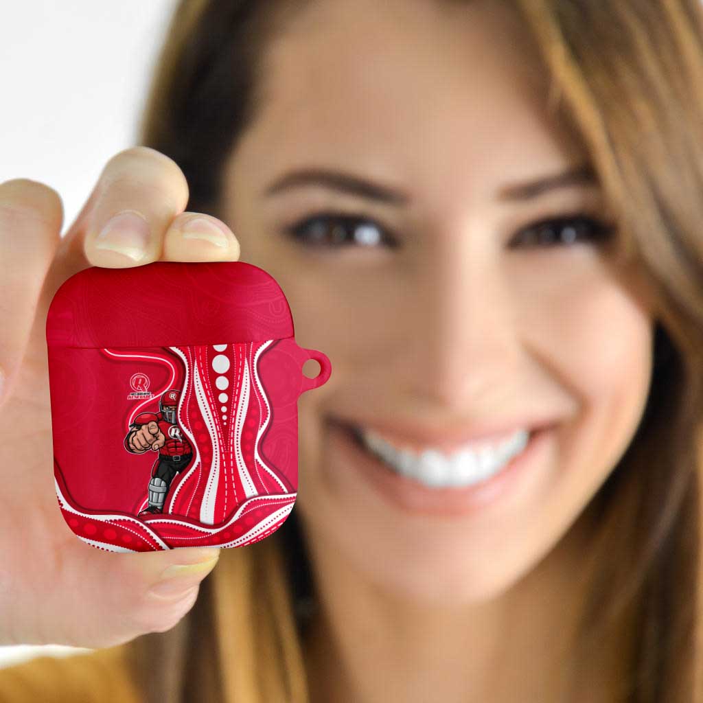 Melbourne Renegades AirPods Case Aboriginal Dot Art Red White - Tribal Wave Pattern