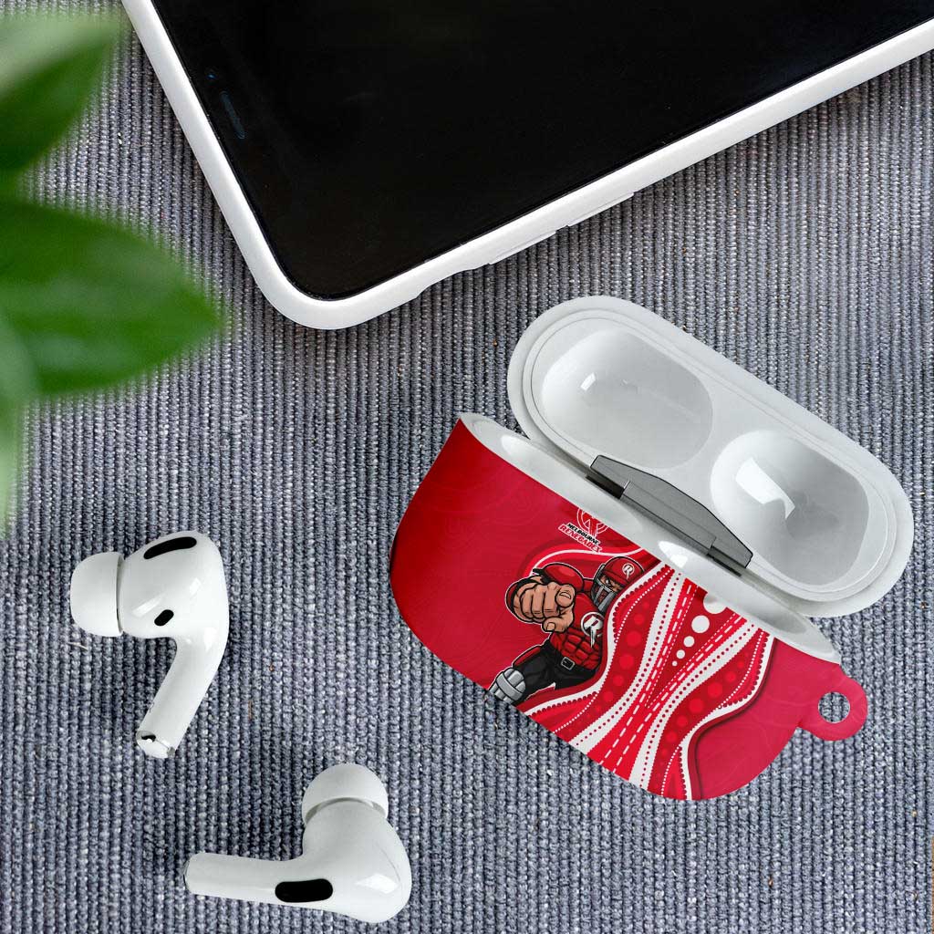 Melbourne Renegades AirPods Case Aboriginal Dot Art Red White - Tribal Wave Pattern
