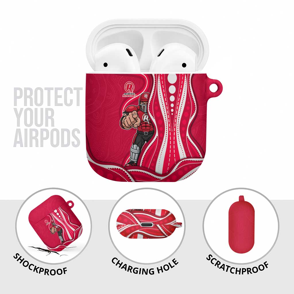 Melbourne Renegades AirPods Case Aboriginal Dot Art Red White - Tribal Wave Pattern