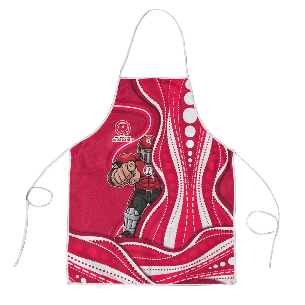 Melbourne Renegades Apron Aboriginal Dot Art Red White - Tribal Wave Pattern