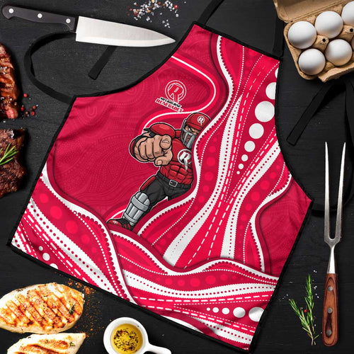 Melbourne Renegades Apron Aboriginal Dot Art Red White - Tribal Wave Pattern