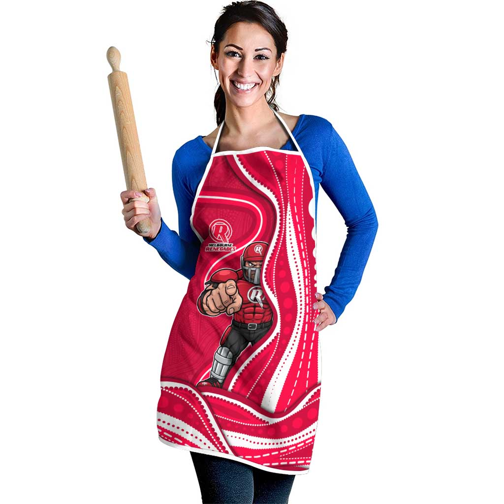 Melbourne Renegades Apron Aboriginal Dot Art Red White - Tribal Wave Pattern