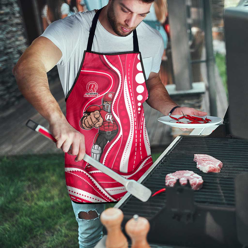 Melbourne Renegades Apron Aboriginal Dot Art Red White - Tribal Wave Pattern