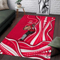 Melbourne Renegades Area Rug Aboriginal Dot Art Red White - Tribal Wave Pattern