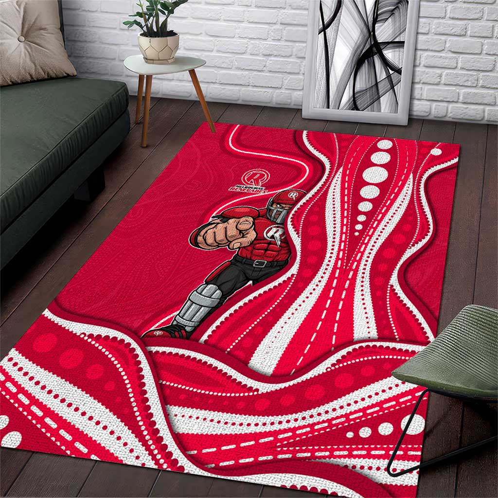 Melbourne Renegades Area Rug Aboriginal Dot Art Red White - Tribal Wave Pattern