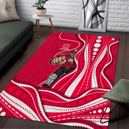 Melbourne Renegades Area Rug Aboriginal Dot Art Red White - Tribal Wave Pattern