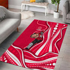 Melbourne Renegades Area Rug Aboriginal Dot Art Red White - Tribal Wave Pattern