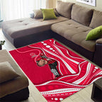 Melbourne Renegades Area Rug Aboriginal Dot Art Red White - Tribal Wave Pattern