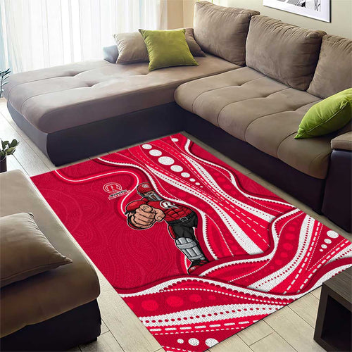 Melbourne Renegades Area Rug Aboriginal Dot Art Red White - Tribal Wave Pattern