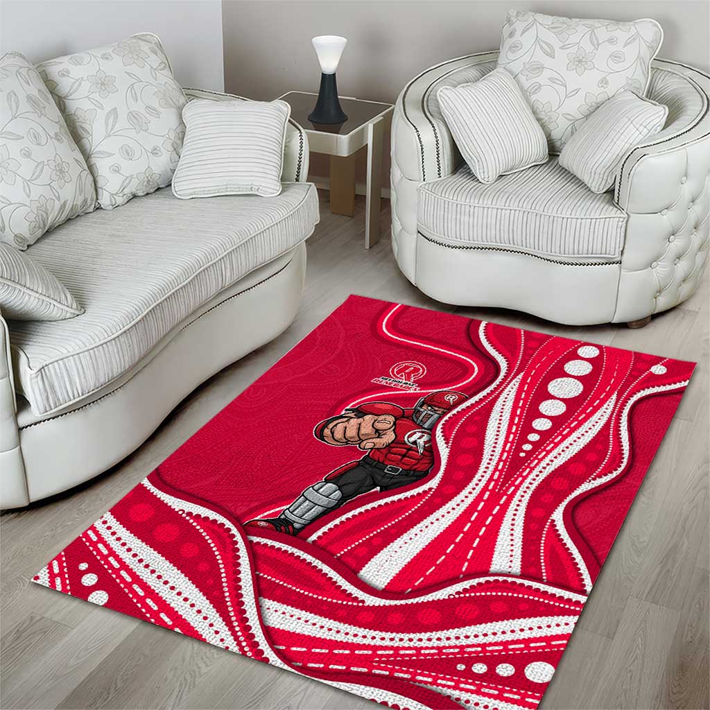 Melbourne Renegades Area Rug Aboriginal Dot Art Red White - Tribal Wave Pattern