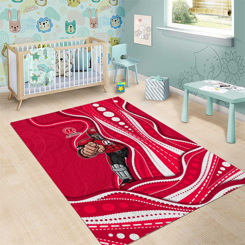 Melbourne Renegades Area Rug Aboriginal Dot Art Red White - Tribal Wave Pattern