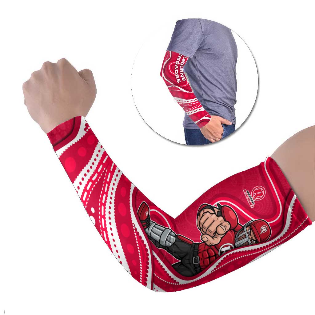 Melbourne Renegades Arm Sleeves Aboriginal Dot Art Red White - Tribal Wave Pattern