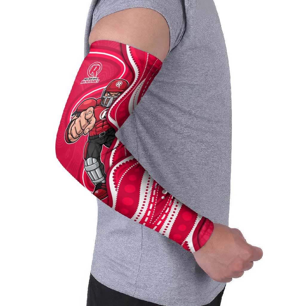 Melbourne Renegades Arm Sleeves Aboriginal Dot Art Red White - Tribal Wave Pattern