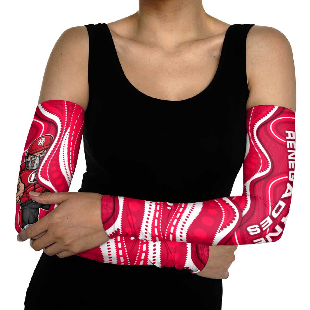 Melbourne Renegades Arm Sleeves Aboriginal Dot Art Red White - Tribal Wave Pattern