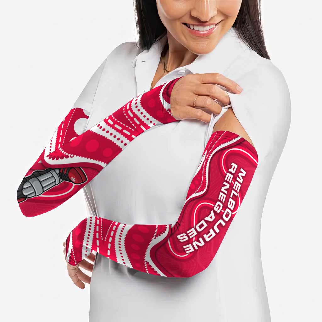 Melbourne Renegades Arm Sleeves Aboriginal Dot Art Red White - Tribal Wave Pattern