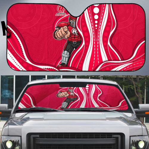 Melbourne Renegades Auto Sun Shade Aboriginal Dot Art Red White - Tribal Wave Pattern