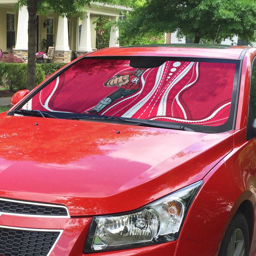 Melbourne Renegades Auto Sun Shade Aboriginal Dot Art Red White - Tribal Wave Pattern