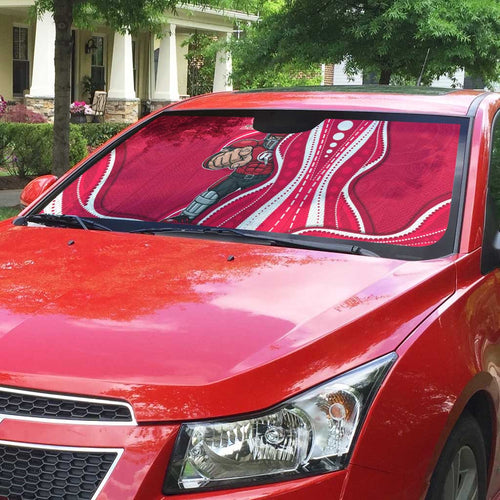 Melbourne Renegades Auto Sun Shade Aboriginal Dot Art Red White - Tribal Wave Pattern